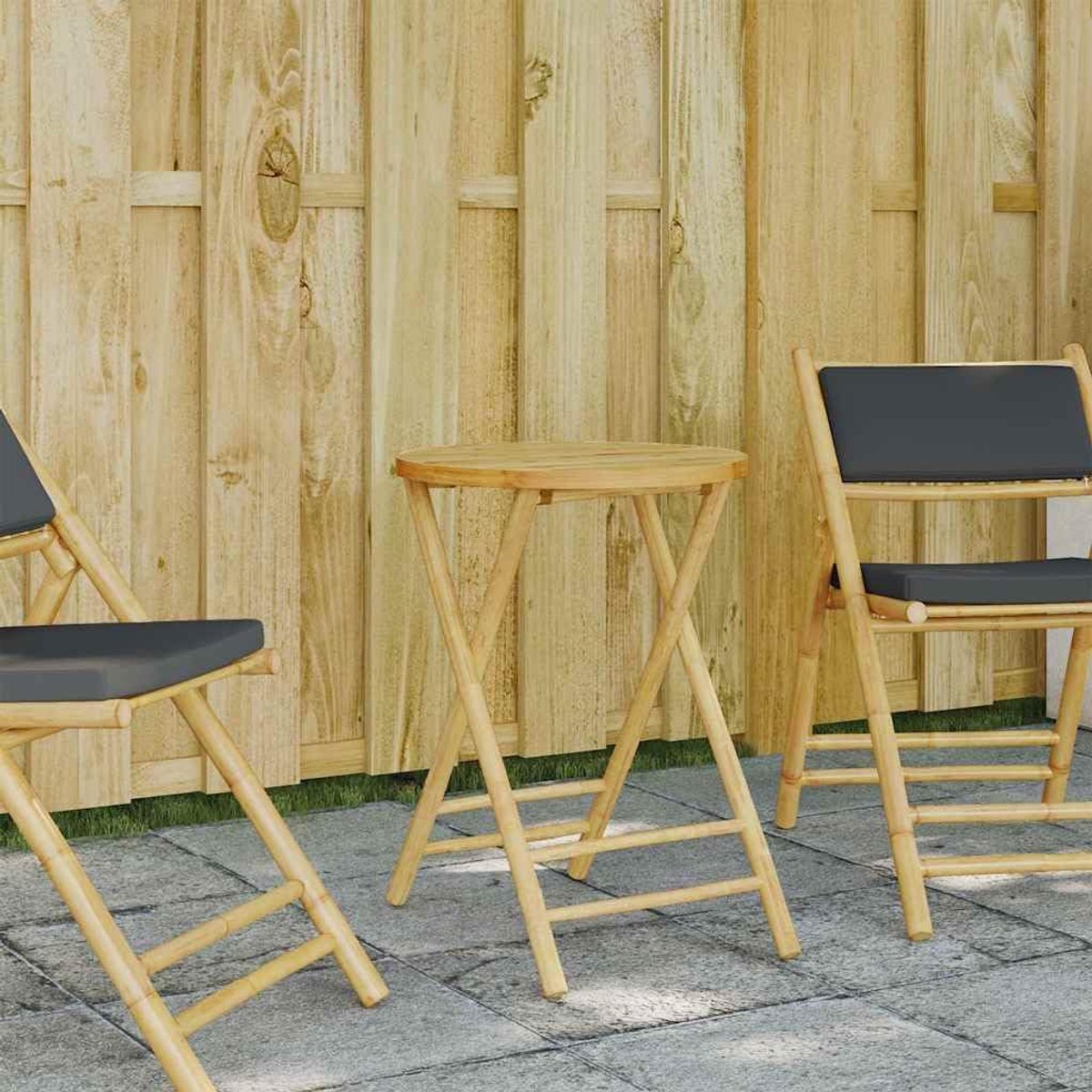 Tuintafel van Bamboe 55x75 cm Duurzaam Opklapbaar Buitentafel voor Terras Balkon Tuin Geventileerd Lattenontwerp Eenvoudig Op te bergen
