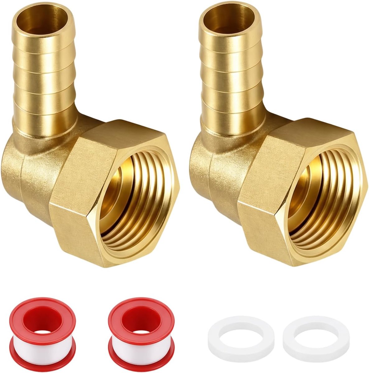 2 stuks 1/2 inch hoek 90 graden 10 mm weerhaak naar G1/2 brandstof water