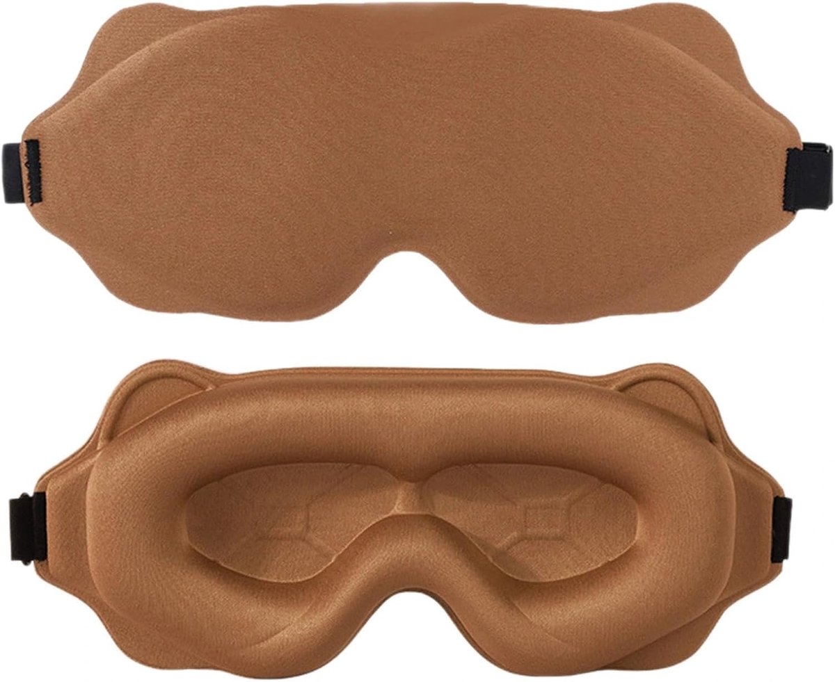 Slaapmasker voor heren en dames, 3D-slaapbril met verstelbare hoofdband, slaapmasker voor zijslapers, huidvriendelijk, ergonomisch oogmasker voor slapen, reizen, vlucht (bruin)