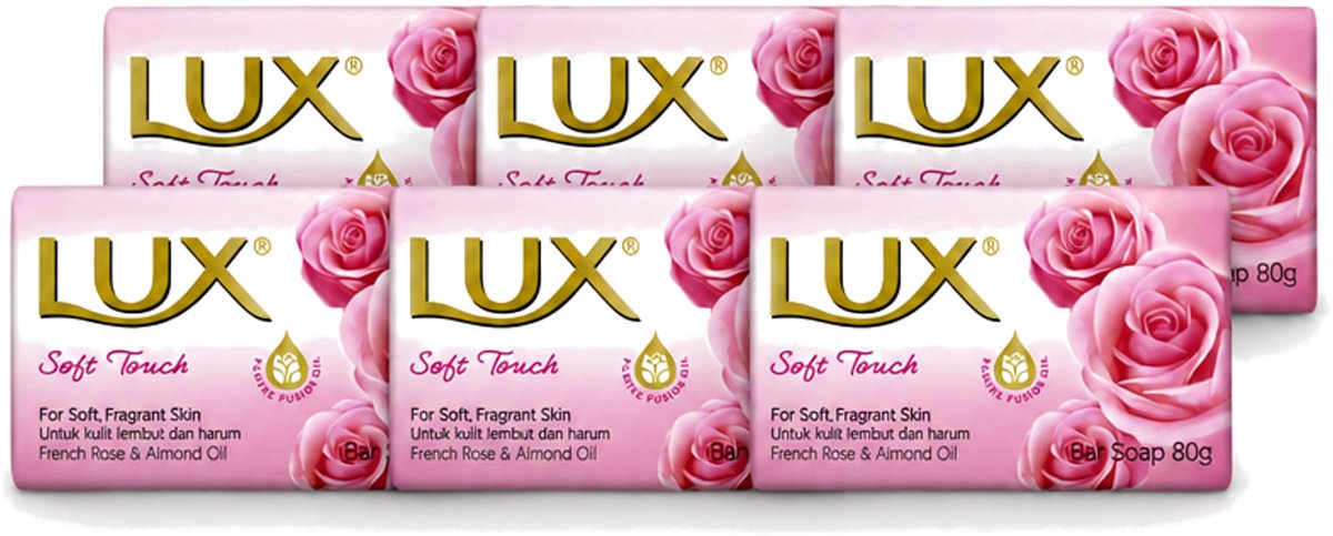 6 x Lux - Zeep - Soft Touch - Hydraterend - Voor Geurige Huid - 80 g - Voordeelverpakking - 6 stuks