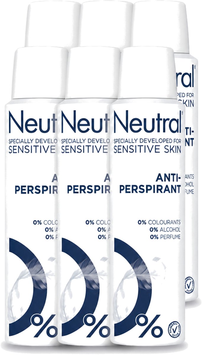 6 x Neutral - Deodorant Spray - Anti-perspirant - Gevoelige Huid - 0% Kleurstof, Parfum & Alcohol - 150 ml - Voordeelverpakking - 6 stuks