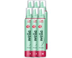 6 x WellaFlex Hold Ultra Strong Mousse - Haarmousse - Langdurige Versteviging - Flexibele Textuur - 200 ml - Voordeelverpakking - 6 stuks