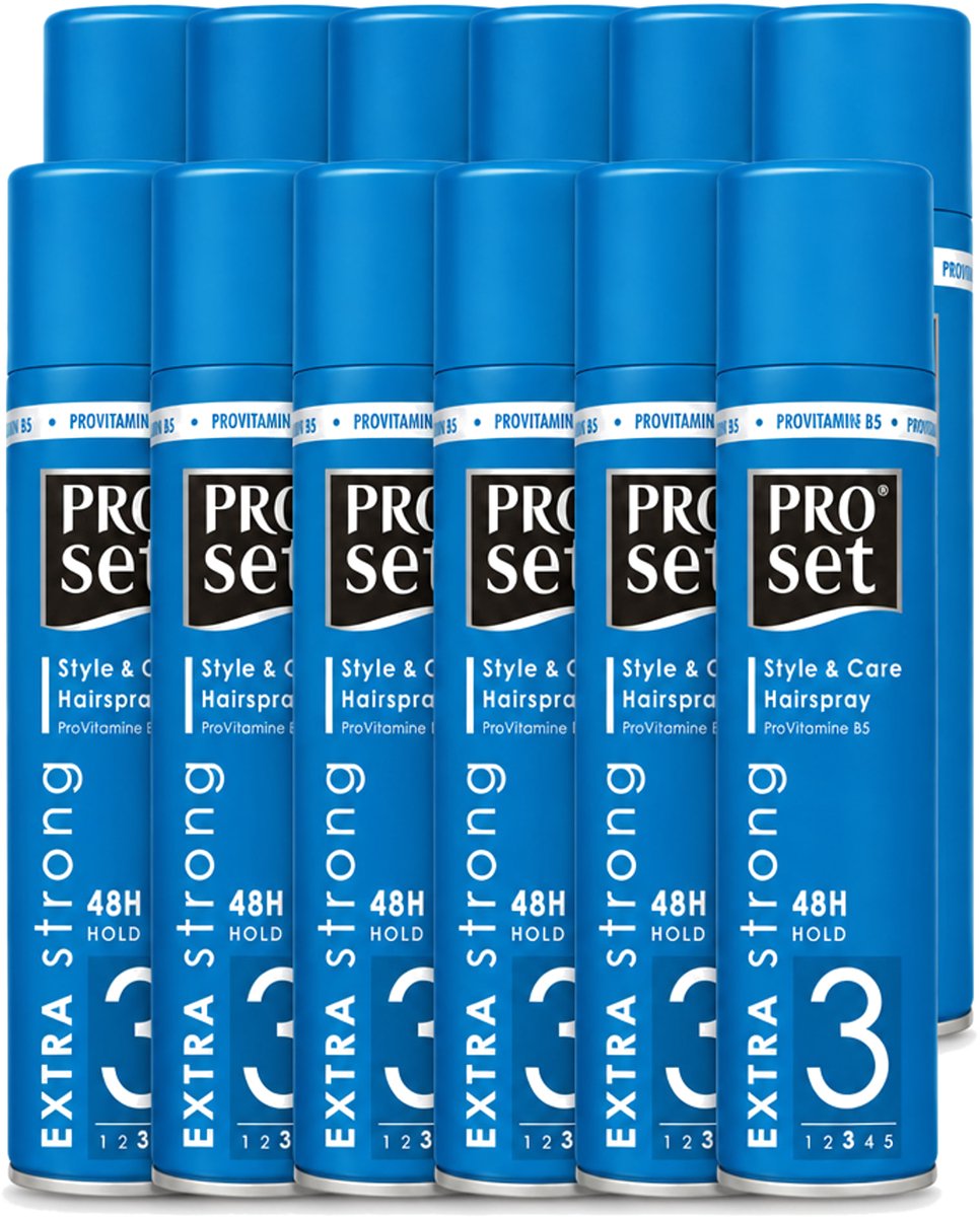 12 x Proset - Haarspray - Extra Sterk - 48 uur Werking - 300 ml - Voordeelverpakking - 12 stuks
