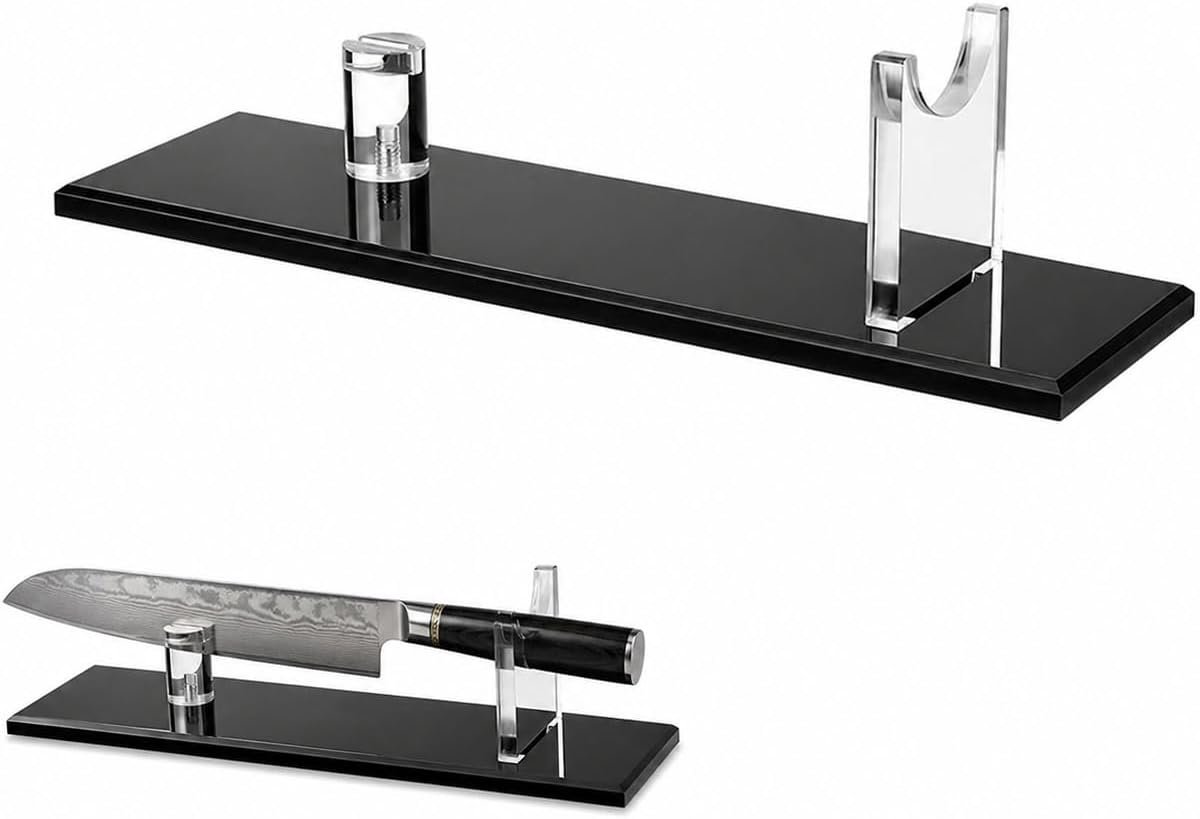 SnelShoppen - Acryl Messenhouder - Veilig en Hygiënisch Mesdisplay voor Keuken - Stabiele Messenstandaard voor Individuele Messen - Rustiek Cabin Home