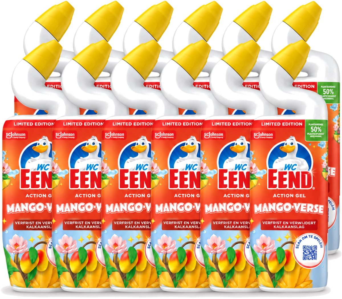 12 x WC Eend – Toiletgel – Action Gel Mango Fresh – 750 ml - Voordeelverpakking - 12 stuks