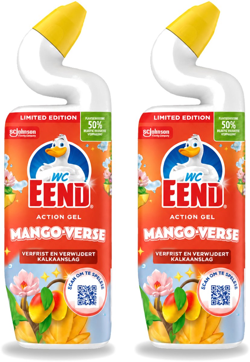2 x WC Eend – Toiletgel – Action Gel Mango Fresh – 750 ml - Voordeelverpakking - 2 stuks
