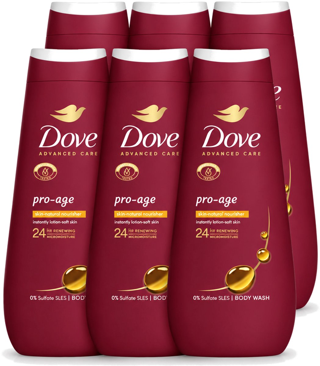 6 x Dove – Douchegel – Pro Age Body Wash – 400 ml - Voordeelverpakking - 6 stuks