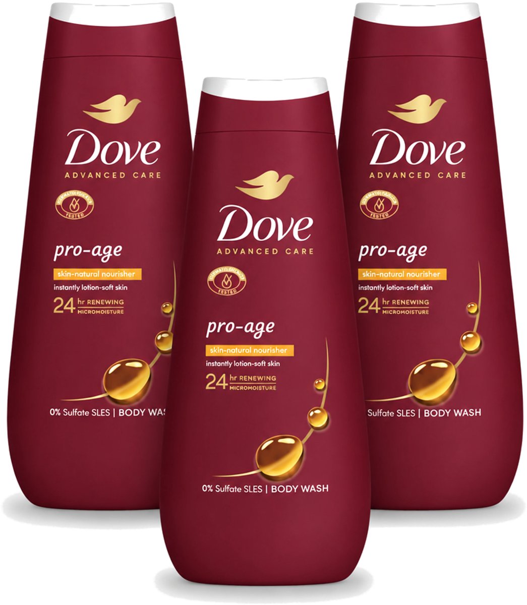 3 x Dove – Douchegel – Pro Age Body Wash – 400 ml - Voordeelverpakking - 3 stuks