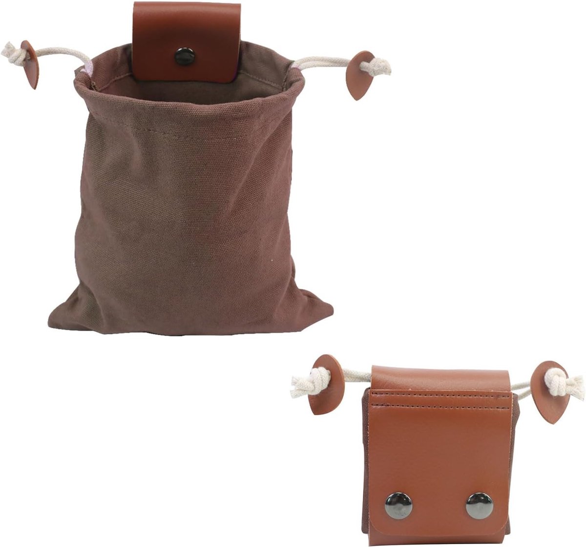 SnelShoppen - Vouwbare Heuptas Vooraging Bag - Duurzame Canvas Rugzak met PU Lederen Sluiting & Trekkoord voor Buitenactiviteiten, Bruin