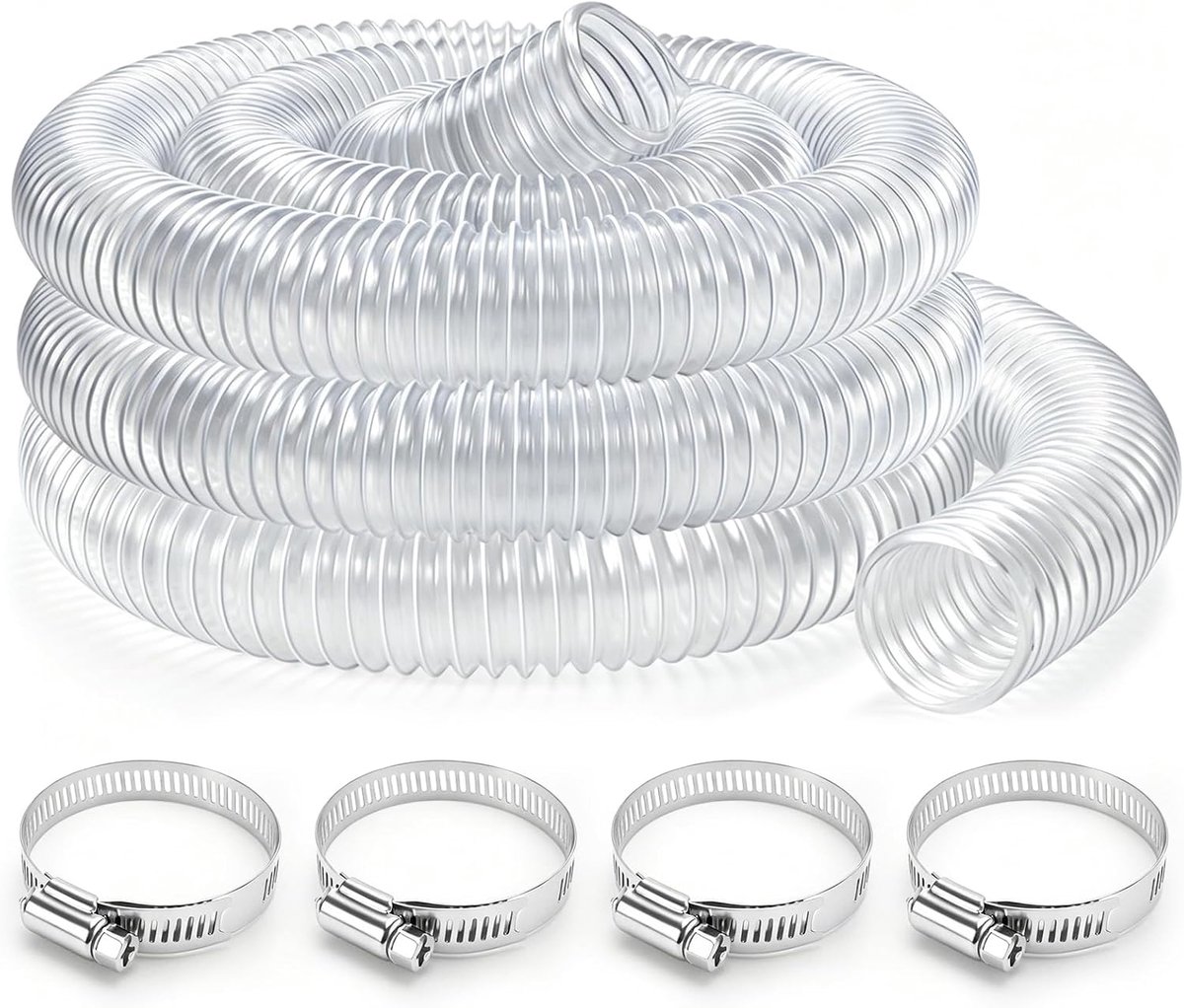 50 mm vacuum cleaner hose transparent – PVC suction hose with steel spring, 3 m flexible for workshop vacuum cleaner - ShopVlot