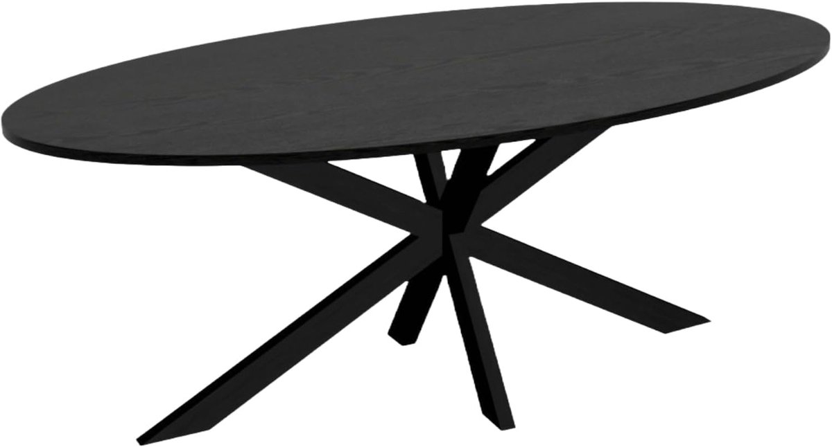 Eettafel ovaal 210cm Rato zwart ovale tafel MDF eetkamertafel