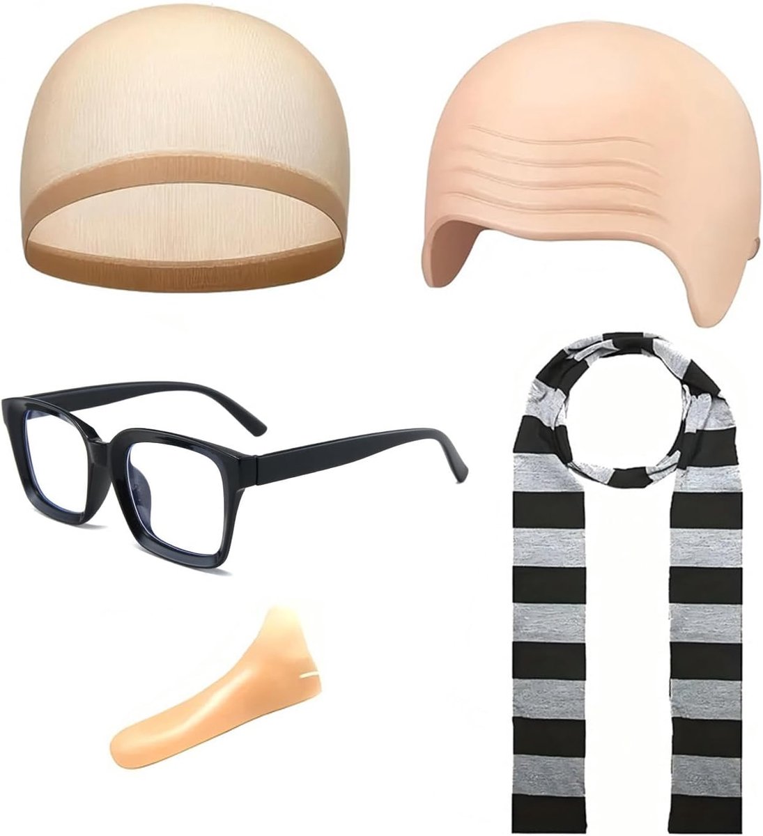 1 Set Kaalhoofdige Rekwisieten, 1 Bril Met Vierkant Montuur, Grappig Vakantiepak, Creatieve Toneelvoorstelling, Feestkostuum, Rekwisieten Voor Rollenspellen.