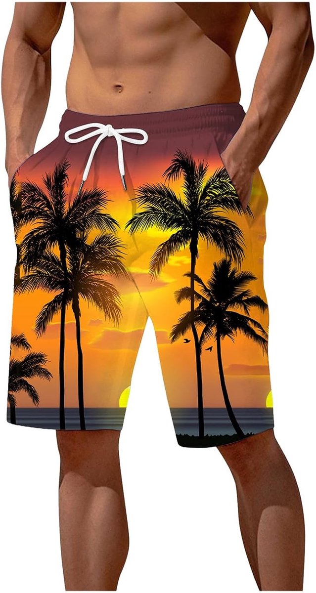 Zomershorts voor heren, digitale 3D-print, strandbroek met elastische tailleband