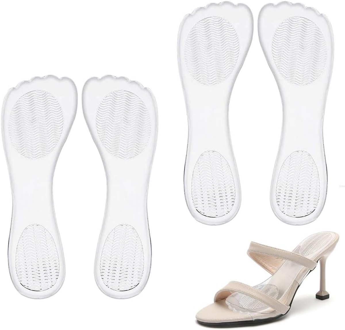 Inlegzolen met hoge hakken voor vrouwen, dubbele dichtheid gel 3/4 gelinlegzolen, onzichtbare zachte schoenkussens voorkomen wegglijden, comfortabel voor de voeten (klein)