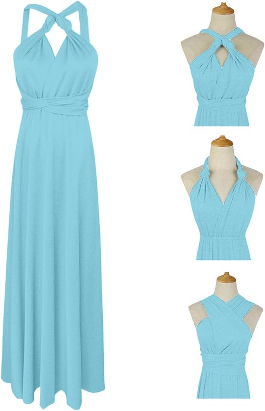 Casual jurk voor dames, elegant, chic, avond, cocktail, ceremonie, grote maat, avondjurk, vloeiend, satijn, chic, werk, kantoor, A10 — afbeelding 3