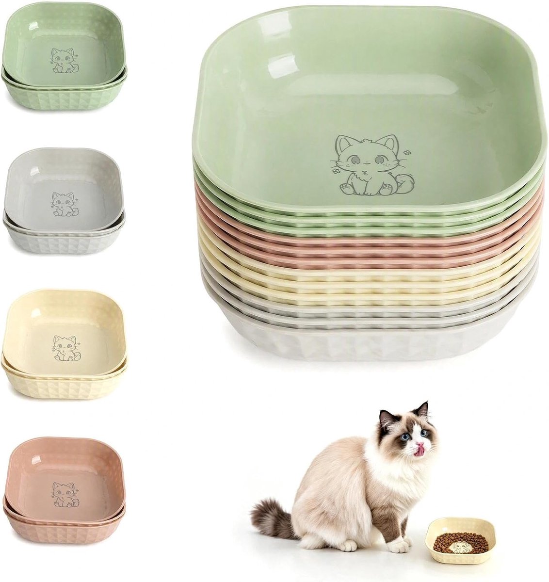 12 stuks kattenbak, voederbak kat, kattenbak plat