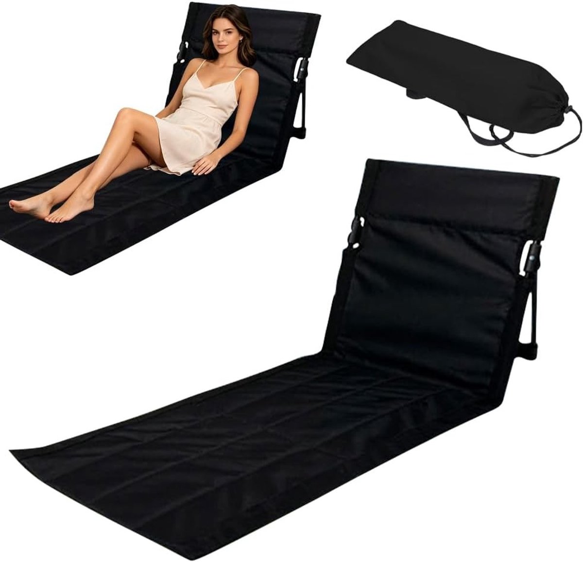 Opvouwbare Strandmat met Rugleuning - Lichtgewicht Campingstoel voor Tuin, Concerten en Kamperen met Draagriem