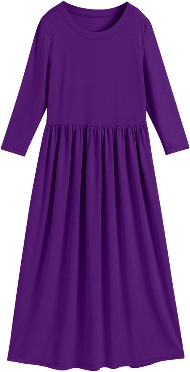 Prinsessenjurk voor meisjes, ceremonie, avond, perzik, organza, ronde hals, communie, verjaardag, gala, klein meisje A113