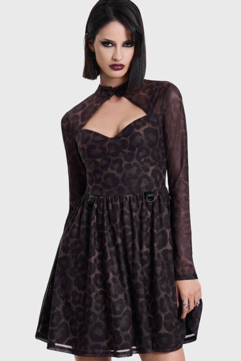 Killstar LEOPARD MINI DRESS Dames Mini-jurk - bruin - S