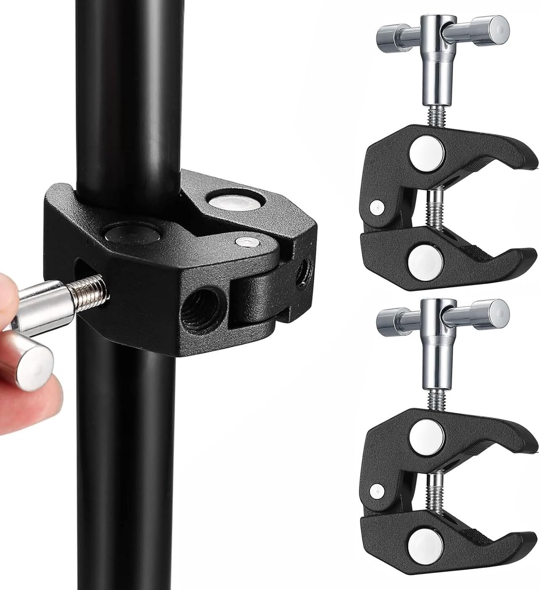 2 stuks Super Clamps, klemhouder klem met 1/4 en 3/8 schroefdraadclips