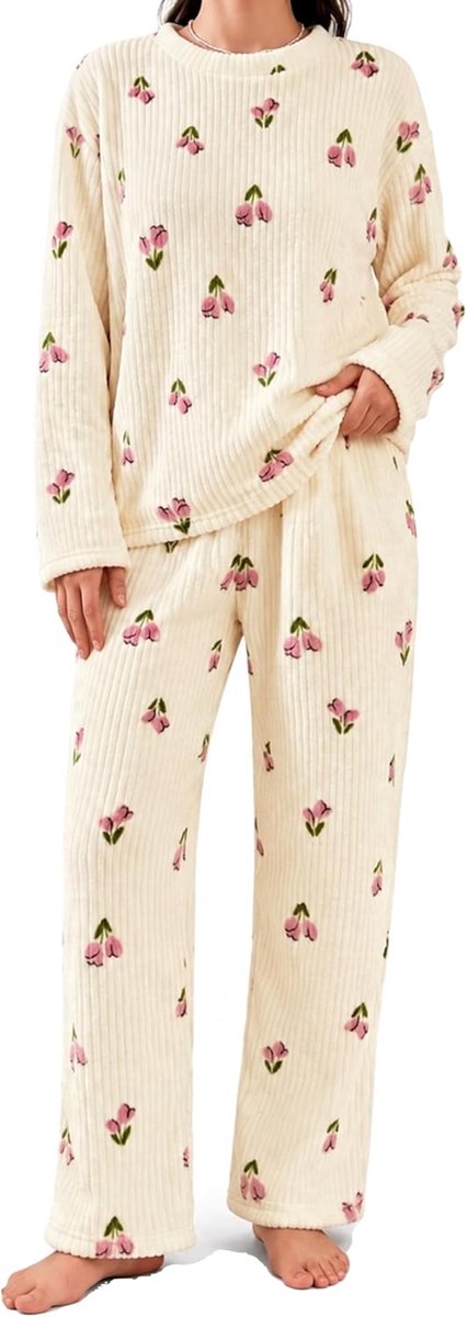 Pyjama sets fleece 2 stuks pullover broek sets nachtkleding