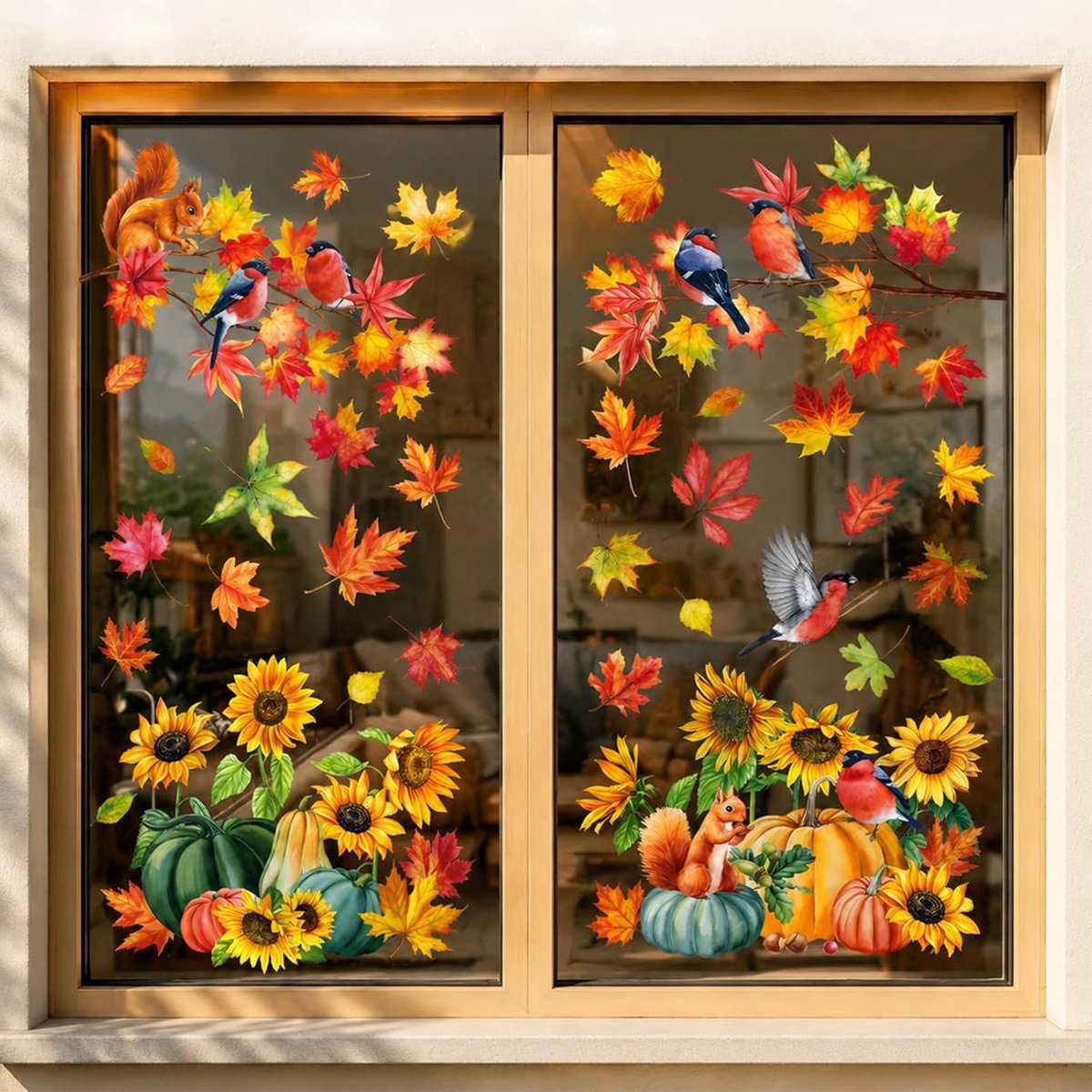 Raamstickers, zelfklevende raamstickers 20×30cm, herfstdecoratie raamstickers voor etalageversiering, oogstfeestdecoratie en seizoensgebonden interieurinrichting