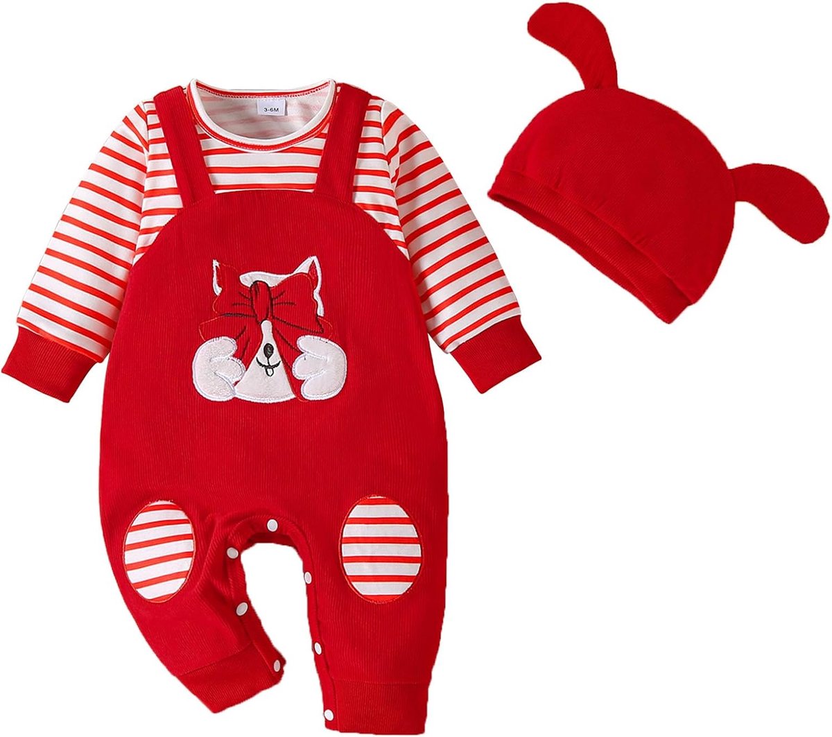 Babyromper voor pasgeborenen, jongens, lange mouwen, overall en hoed