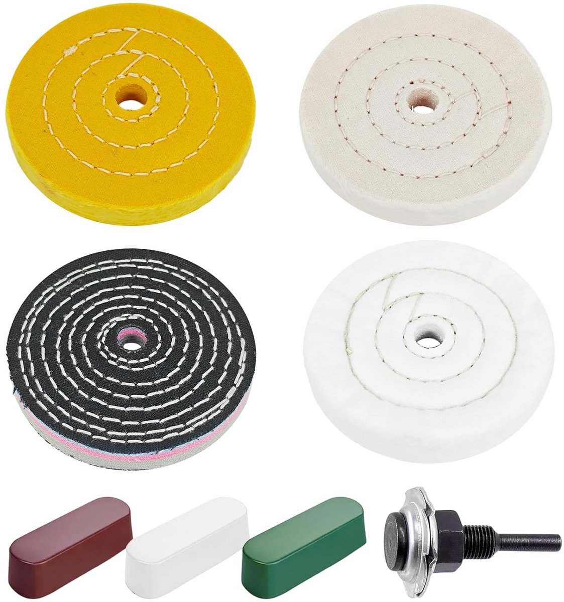 4 stuks polijstschijven 100 mm met 3 polijstpasta en 1/4 inch boorschacht