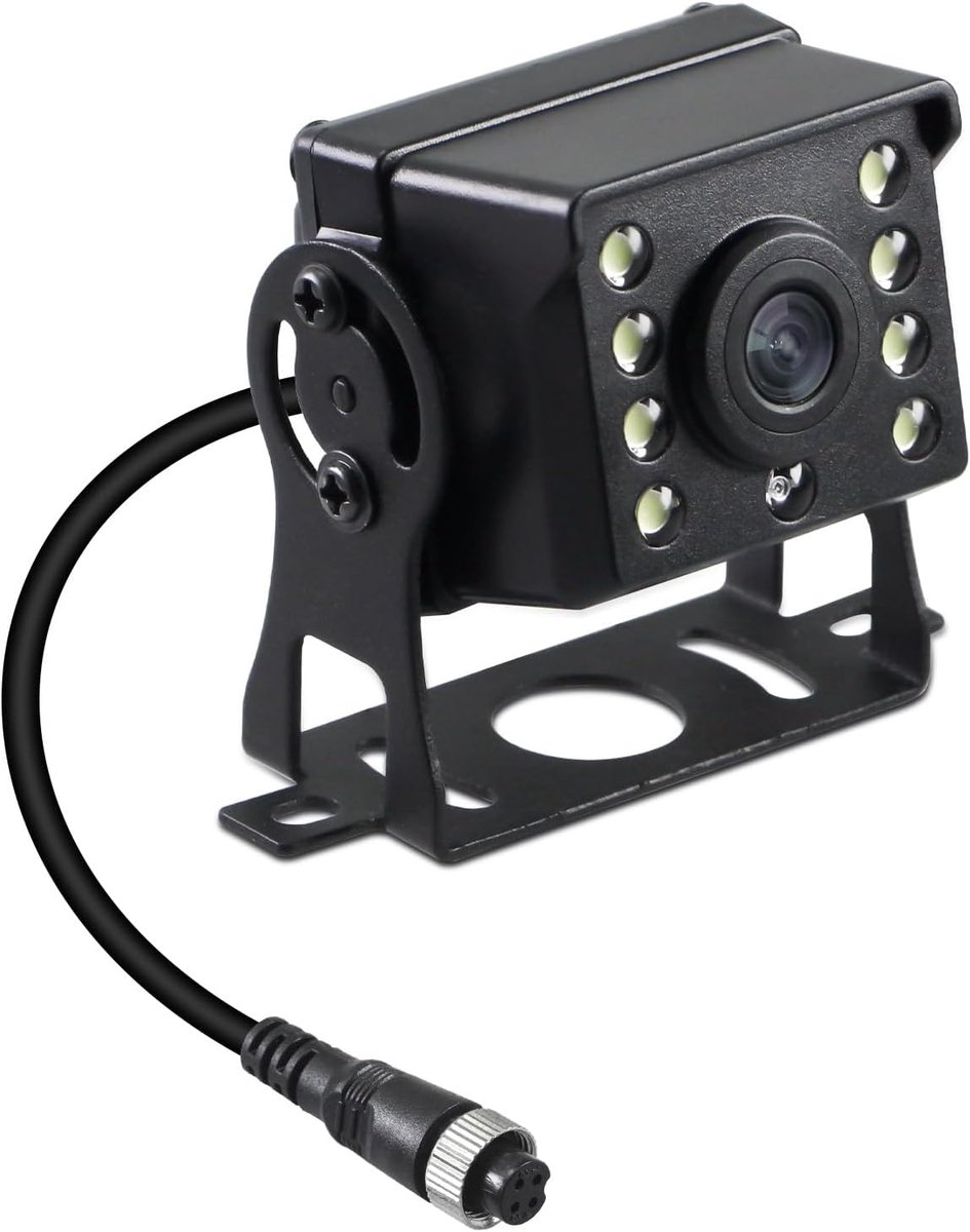 SnelShoppen - HD Achteruitrijcamera met 8 LED Nachtzicht, IP68 Waterdicht, 110° Hoek, 4 Pin Aviation Plug voor Trucks, Trailers, Bussen en Vans (9-36V