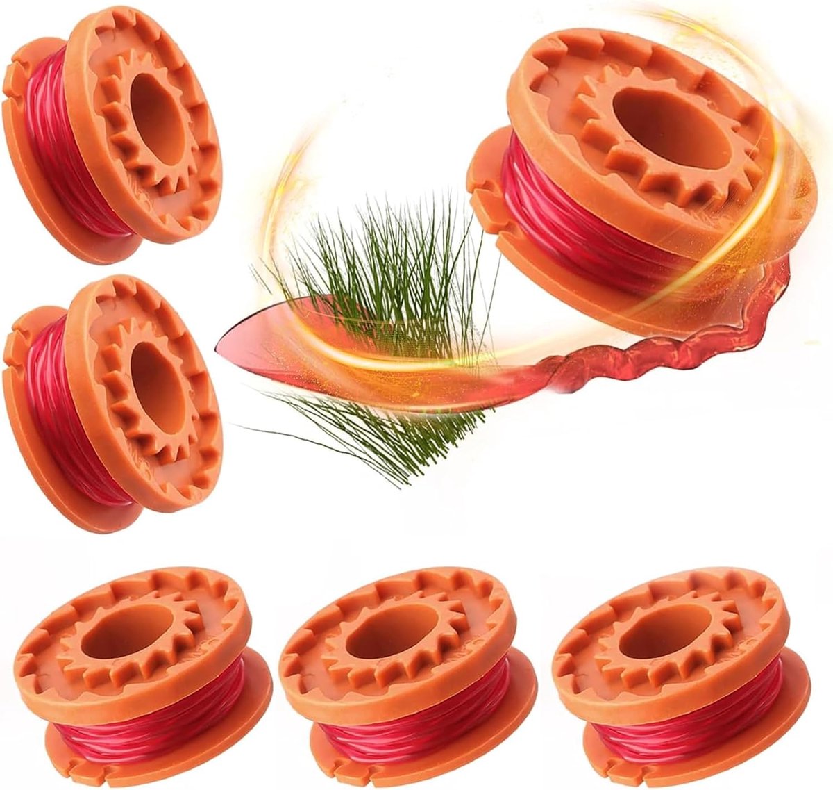 Set van 6 vervangende trimmerspoelen, duurzame constructie, voor gazononderhoudsapparatuur - ShopVlot