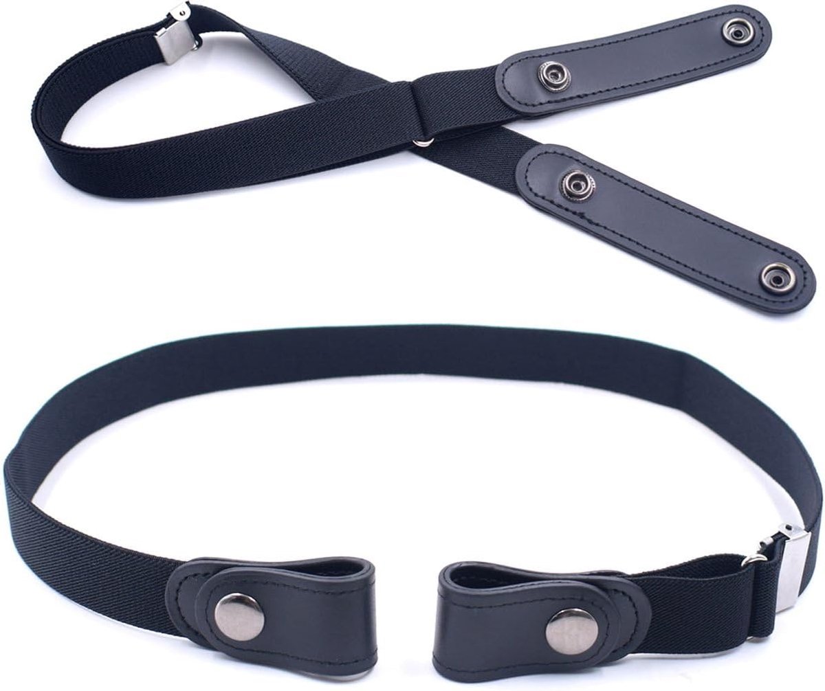 Elastische riem - Buckle-vrij - Zwart - Comfortabele stretch riem voor dagelijks gebruik - SnelShoppen