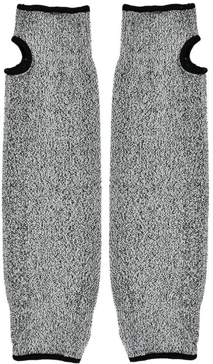 Snijbestendige Arm Bescherming, 5-Fasen Snijweerstand voor Slachten en Metaal Smelten, HPPE en Nylon, Grijs, 1 Paar (L = 45cm)