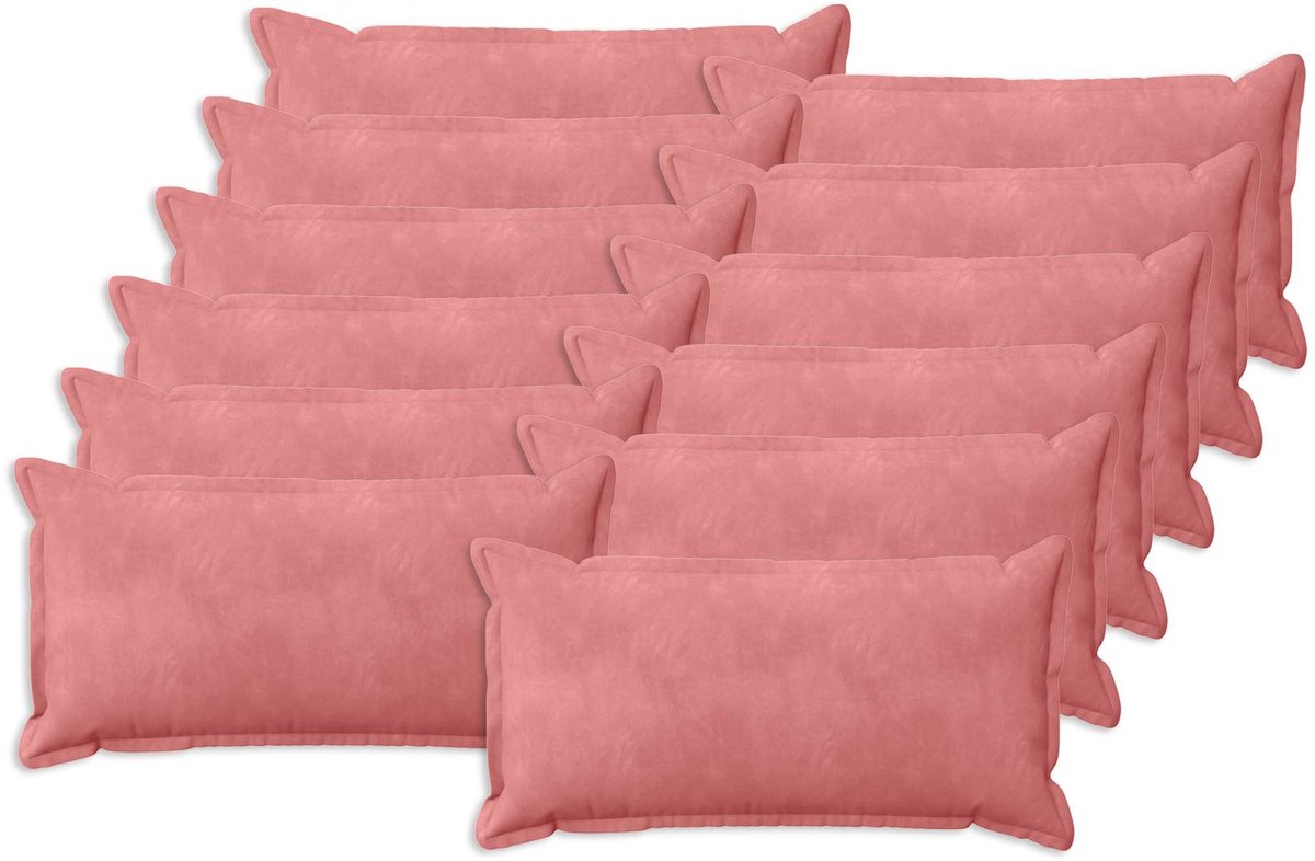 vidaXL Dekenkussen - 12 - st - HOUTEN - Roze - 40 - x - 80 - cm - fluweel 40 x 80 cm
