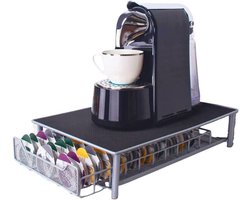 Capsulehouder, lade voor pads, Tassimo laden met koffiecapsules, Tassimo padhouder, houder voor koffiezetapparaat met pad-organizer (28 x 42 x 9,5 cm, 60 stuks, zwart en zilver)