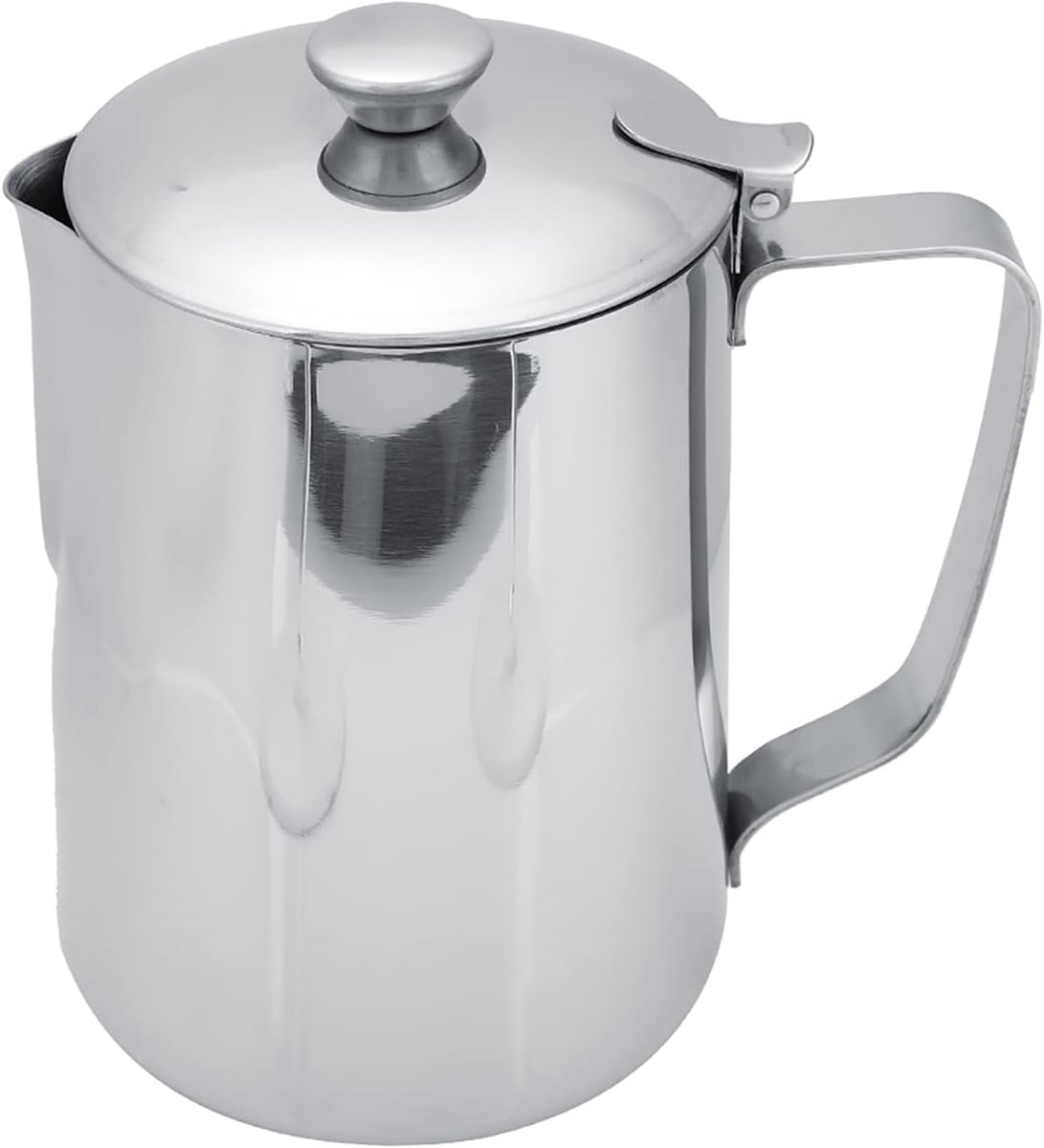 Melkkan met Deksel, Melkkan, Roestvrijstalen Melkschuimkan, Koffiekan, Kan voor Koffie, Roomkan, Theepot, Melkthee, Cappuccino (1000 ml)