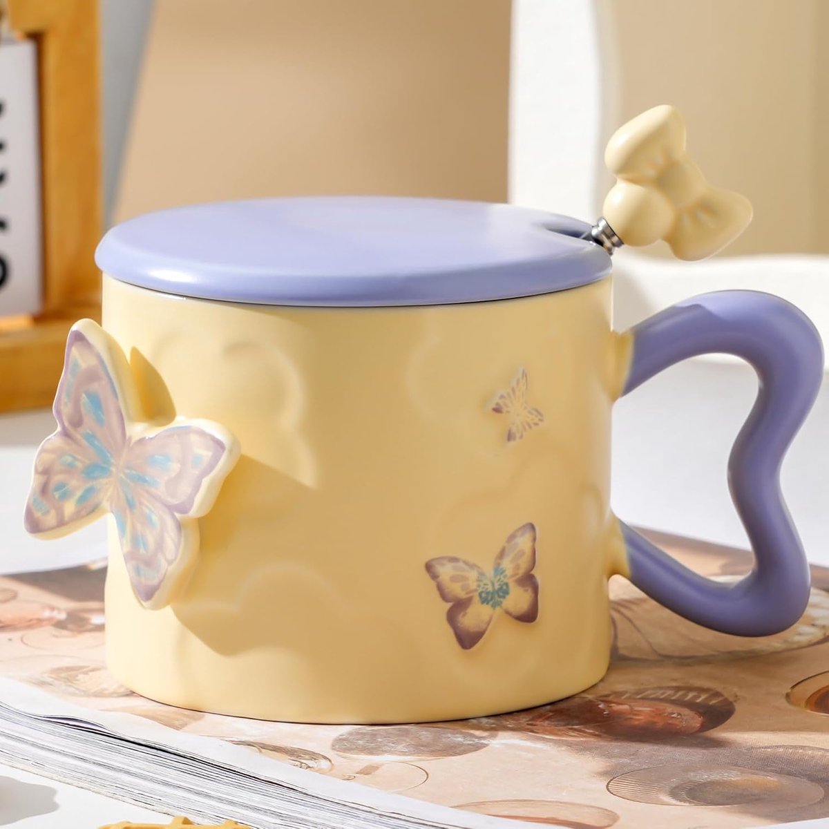 350 ml paarse koffiemok van porselein Leuke cadeaus voor vrouwen voor hun verjaardag Leuke mok thee- en koffiemok Keramische yogamok Mok Lente voor meisjes Mama Vriendin