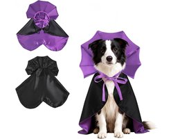 Kat vampier mantel - huisdier Halloween-kostuums, honden katten cape, huisdier cosplay vampiermantel & accessoires kostuum outfit voor Halloween-feest (Paars, M)
