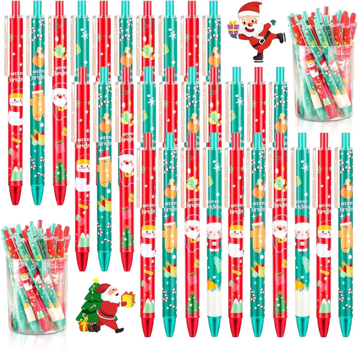 30 stuks kerstbalpennen, kerstgadget kerstbal, sneeuwpop van de kerstman, pennenset, gastgeschenk, Kerstmis, school, schrijfwaren voor gezinnen, vulstoffen voor zakjes