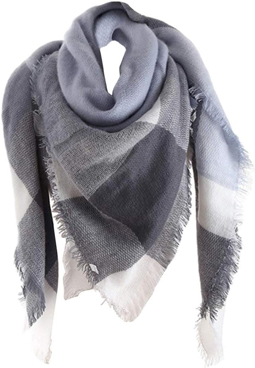 Damessjaal XXL warme, zachte gebreide, geruit, winter, herfst, wol, beschermend, halsdoek, poncho, cape, D