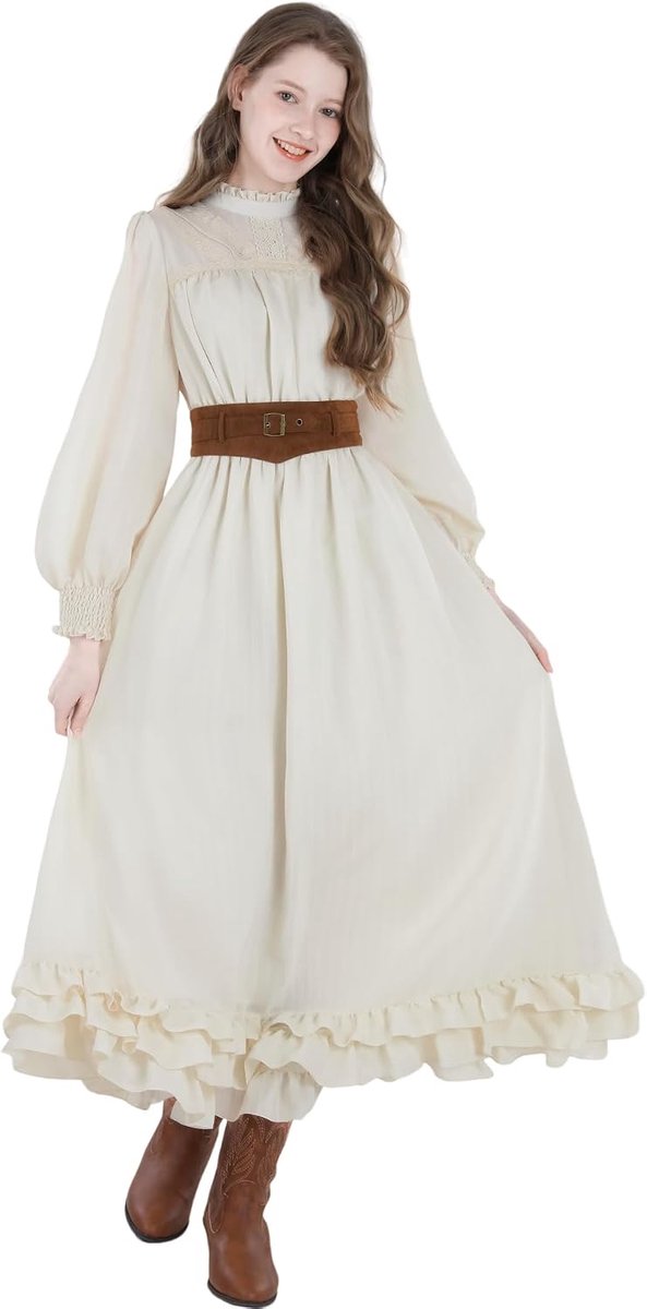 Jurk dames middeleeuwse jurk Victoriaanse jurk dames steampunjurk wit