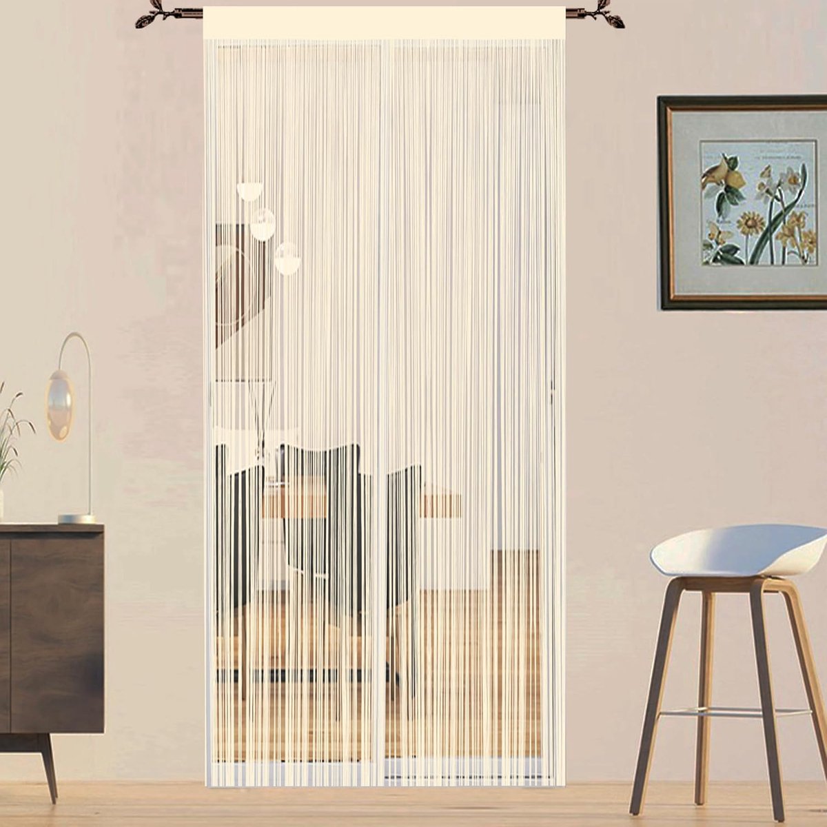 Deur- en raamgordijnen voor ramen, deuren, scheidingswanden, deurpanelen, slaapkamer, woonkamer, kast, deuren, draperingen (champagne, 90 x 200 cm)