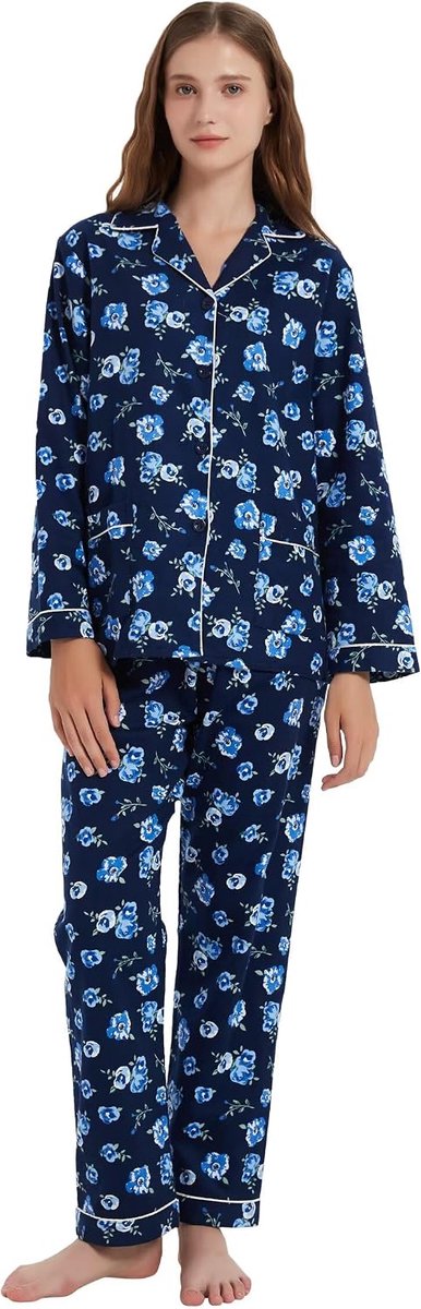 Katoenen flanellen pyjama voor vrouwen 100% katoen flanel pyjama set zachte PJS gezellige dames loungewear