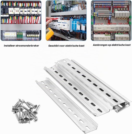 Aluminium DIN Rail van 200 mm voor Elektrische Verdelers en Controlekasten - Stevige Ondersteuningsrail 35 mm Breed — afbeelding 3
