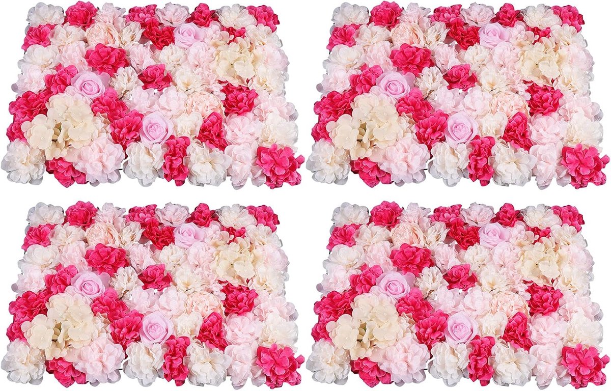 4 stuks 40 x 60 cm plantenwand Dahlia + roos + pioenroos bruiloft decoratie fotoachtergrond herbruikbaar