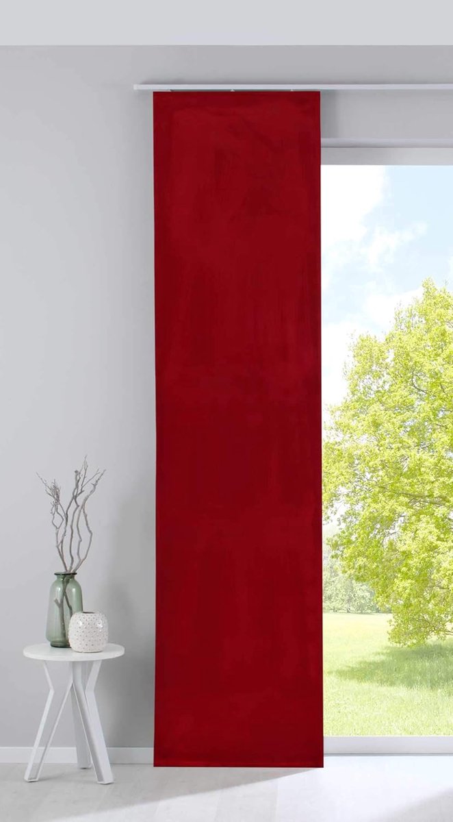 Milano 203571 Verduisterend paneelgordijn, fluweel, ondoorzichtig, verzwaringsstang, rood, H x B 245 x 60 cm