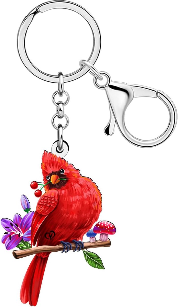 Kardinaal sleutelhanger, vogelliefhebbers, geschenken voor vrouwen, meisjes, acryl bedels voor handtas, accessoires, autosleutelhanger