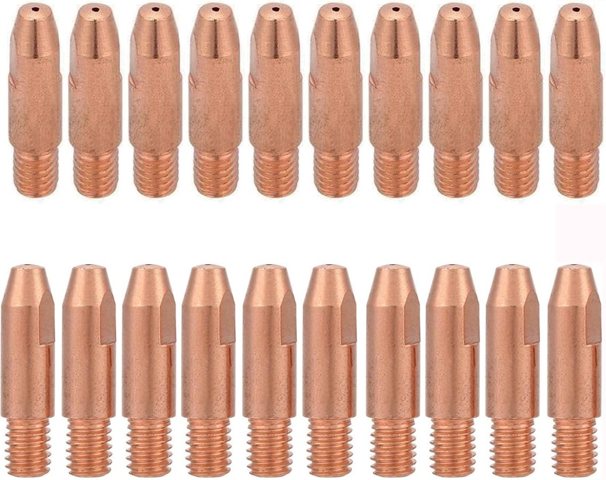 20 stuks koperen contactpunt, lassproeiers, stroommondstuk M6 voor 24KD MIG/MAG lasbrander 0,8 mm, 1,0 mm, 1,2 mm (1,0 mm)