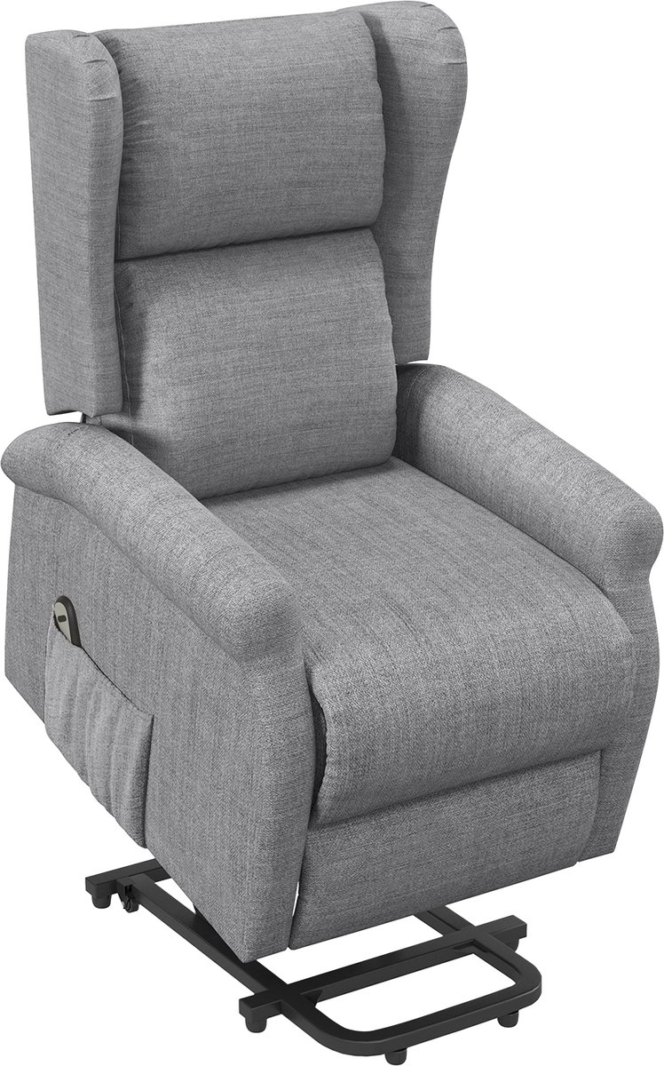 Homona Elektrische Sta-opfauteuil - Met afstandsbediening en ligfunctie - 74 x 94 x 111 cm - Grijs