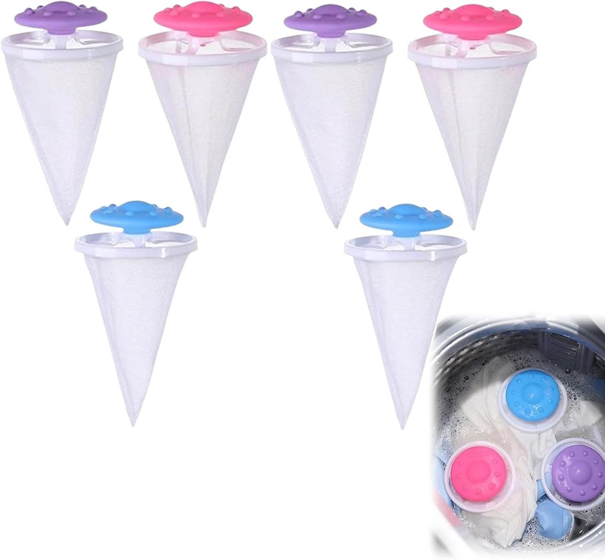 Haarfilters voor wasmachine - 6 stuks drijvende filterzakken voor beter wasresultaat en bescherming