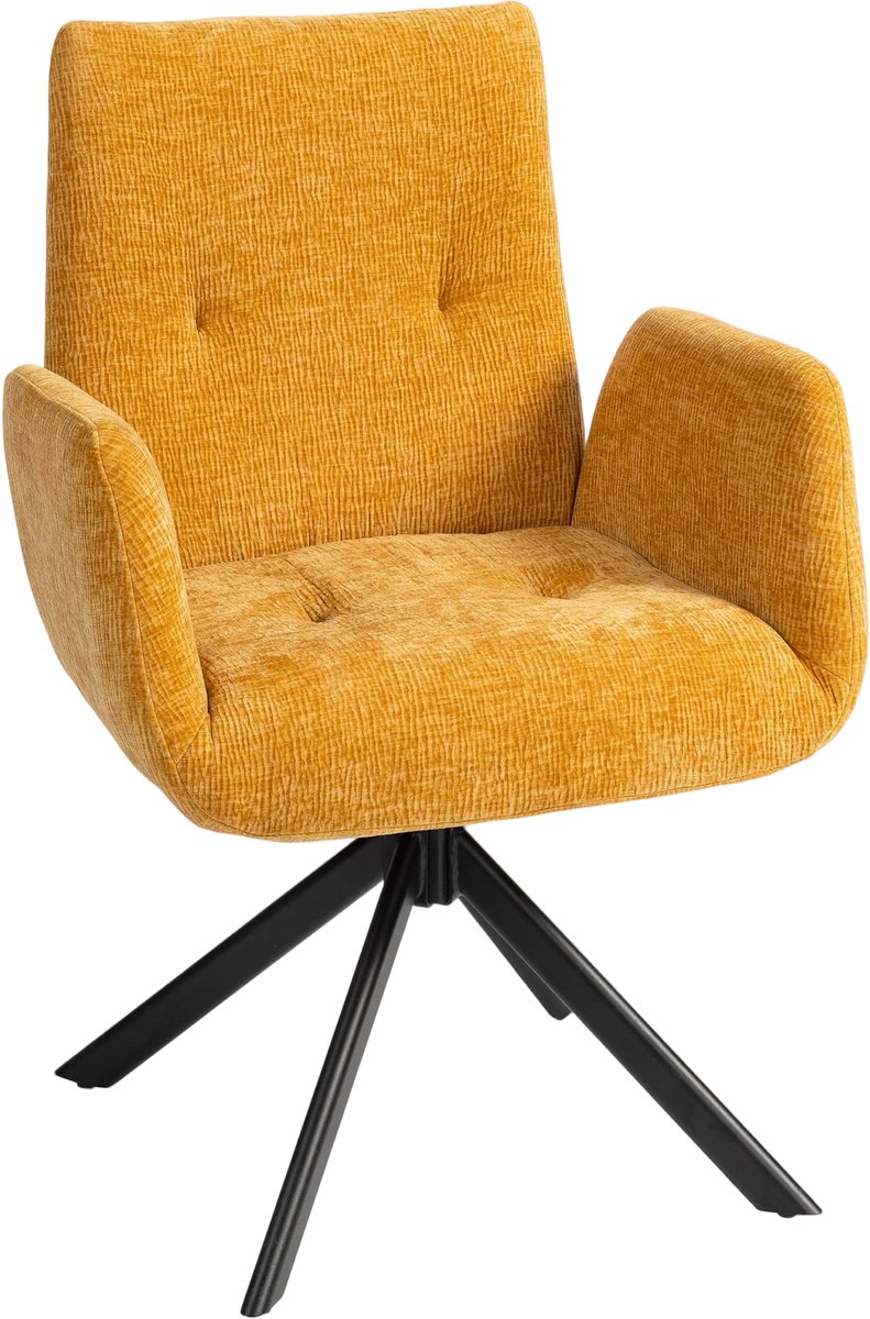 Homona Draaifauteuil - Met knoopdetails - 60 x 61 x 88 cm - Geel